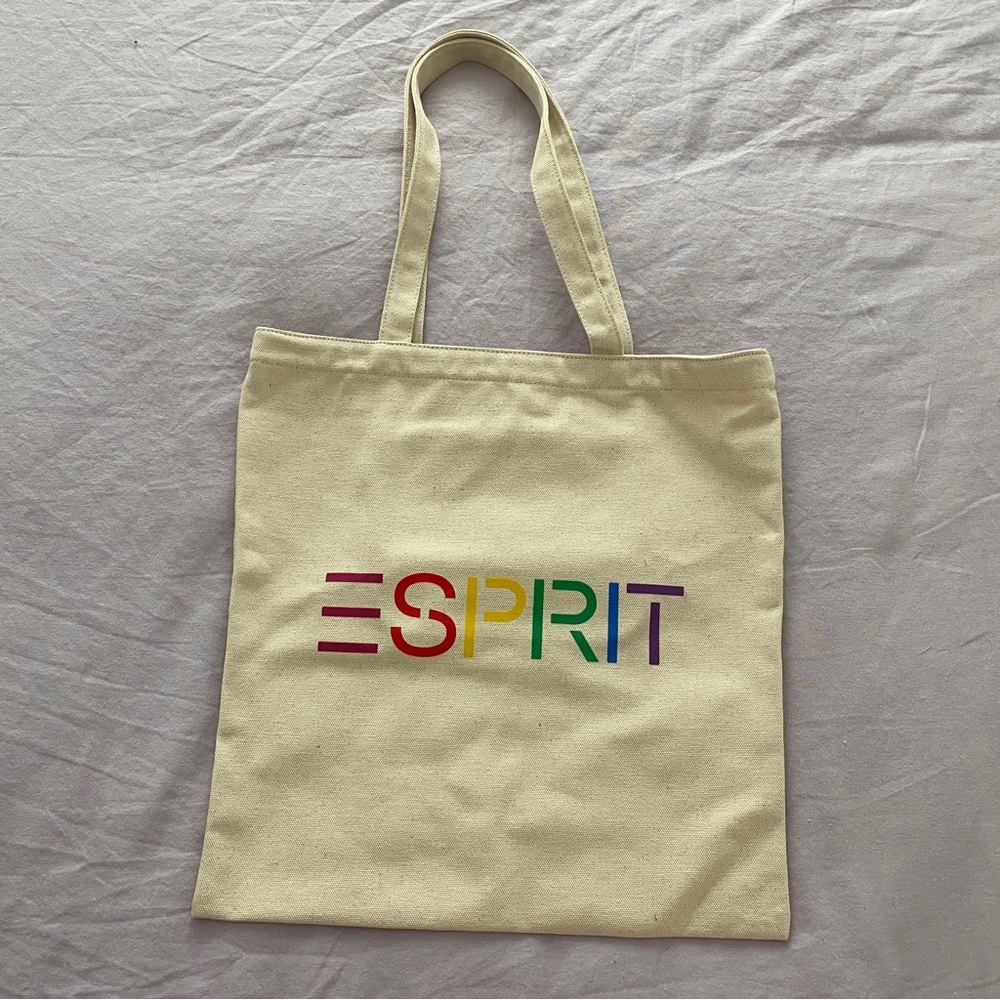 ESPRIT Rainbow Logo Canvas Tote Bag